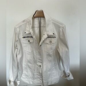 The Limited Women's White Jean Jacket with Hand Embroidery by S. Emmer